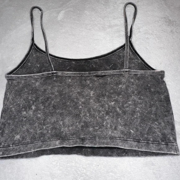 "Forever 21 Black Tie-Dye Cropped Tank Top - Size Small" - Picture 2 of 3